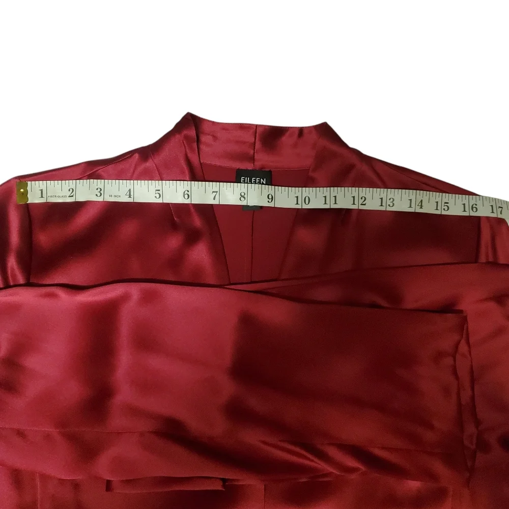 Eileen Fisher Set - Red Silk Jacket & Sleeveless Blouse - Sz Medium - Luxurious